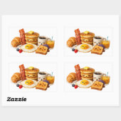 Sticker Rectangulaire Personnages de nourriture de petit-déjeuner mignon (Feuille)