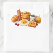 Sticker Rectangulaire Personnages de nourriture de petit-déjeuner mignon (Sac)