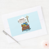 Sticker Rectangulaire Personnalisable, Baby Boy Baptism Arche de Noah (Enveloppe)