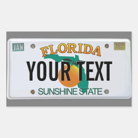 Sticker Rectangulaire (Personnalisable) Plaque de licence Floride (Devant)