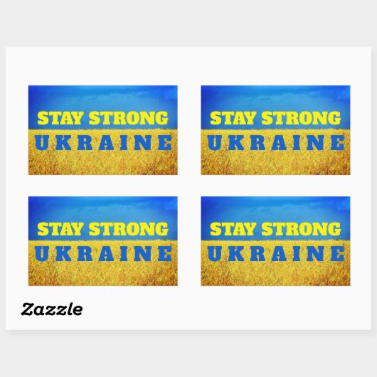 Sticker Rectangulaire Personnalisable Ukraine bleu ciel jaune champ de b (Feuille)