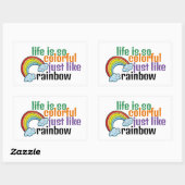 Sticker Rectangulaire Personnalisable Vie comme arc-en-ciel (Feuille)
