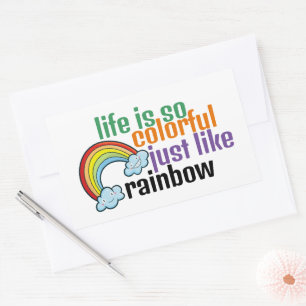 Sticker Rectangulaire Personnalisable Vie comme arc-en-ciel