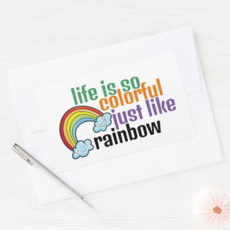 Sticker Rectangulaire Personnalisable Vie comme arc-en-ciel