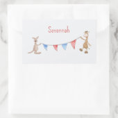 Sticker Rectangulaire Personnalisé avec le nom Kangaroo et Giraffe (Sac)