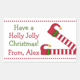 Sticker Rectangulaire Personnalisé Avoir un Noël Holly Jolly