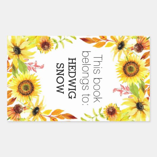 Sticker Rectangulaire Personnalisé ce livre appartient à la plaque flora (Devant)