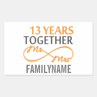 Sticker Rectangulaire Personnalisé M. et Mme 13e anniversaire