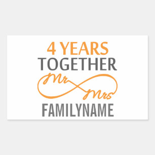 Sticker Rectangulaire Personnalisé M. et Mme 4e anniversaire