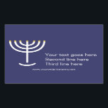 Sticker Rectangulaire Personnalisé Moderne Menorah White Navy Gold Graph<br><div class="desc">Sticker graphique en or de la Marine Blanche Menorah moderne. Marine,  Blanc,  Or. Transférable et personnalisable.</div>