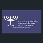 Sticker Rectangulaire Personnalisé Moderne Menorah White Navy Gold Graph<br><div class="desc">Sticker graphique en or de la Marine Blanche Menorah moderne. Marine,  Blanc,  Or. Transférable et personnalisable.</div>