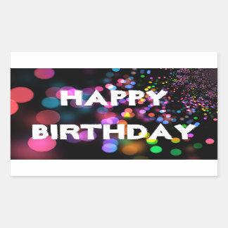 Sticker Rectangulaire Personnalisé Neon Colorful Bokeh Joyeux anniversai