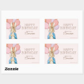 Sticker Rectangulaire Personnalisé Peter Rabbit rose Anniversaire (Feuille)