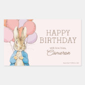 Sticker Rectangulaire Personnalisé Peter Rabbit rose Anniversaire (Devant)