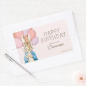 Sticker Rectangulaire Personnalisé Peter Rabbit rose Anniversaire (Enveloppe)