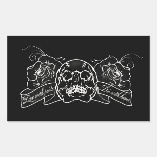 Sticker Rectangulaire Personnalisé Vivre Avec Fierté Mourir Avec Roses C