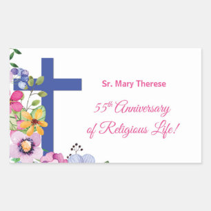 Sticker Rectangulaire Personnaliser, 55e anniversaire Nun vie religieuse