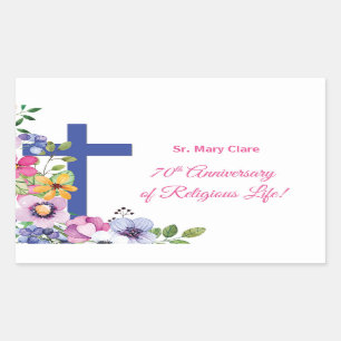 Sticker Rectangulaire Personnaliser, 70e anniversaire Nun vie religieuse