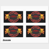Sticker Rectangulaire Personnaliser Crânes et Flames Design,<TEXT> (Feuille)