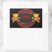 Sticker Rectangulaire Personnaliser Crânes et Flames Design,<TEXT> (Sac)