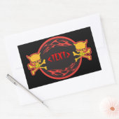 Sticker Rectangulaire Personnaliser Crânes et Flames Design,<TEXT> (Enveloppe)
