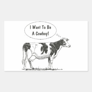 Sticker Rectangulaire Personnaliser de vache à pensée du Holstein il