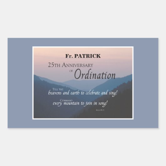 Sticker Rectangulaire Personnaliser les fêtes d'Ordination du 25e annive (Devant)