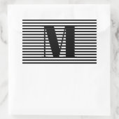 Sticker Rectangulaire Personnaliser monogramme initial noir blanc rayure (Sac)