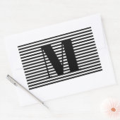 Sticker Rectangulaire Personnaliser monogramme initial noir blanc rayure (Enveloppe)