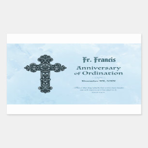 Sticker Rectangulaire Personnaliser, Ordination Anniversaire Prêtre, Cro