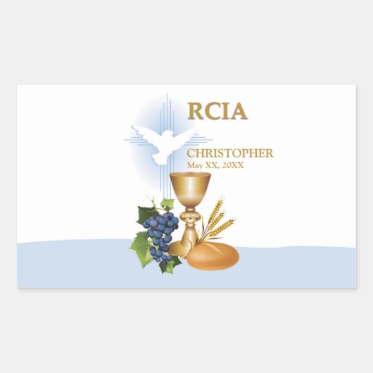 Sticker Rectangulaire Personnaliser, RCIA Félicite le sacrement catholiq (Devant)