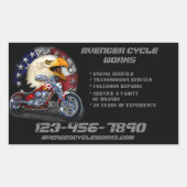 Sticker Rectangulaire Personnaliser Réparation de motocyclettes Boutique (Devant)