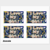 Sticker Rectangulaire Personnalisez votre amour Infinité : J'aime ma fil (Feuille)