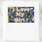 Sticker Rectangulaire Personnalisez votre amour Infinité : J'aime ma fil (Sac)