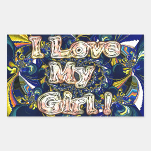 Sticker Rectangulaire Personnalisez votre amour Infinité : J'aime ma fil