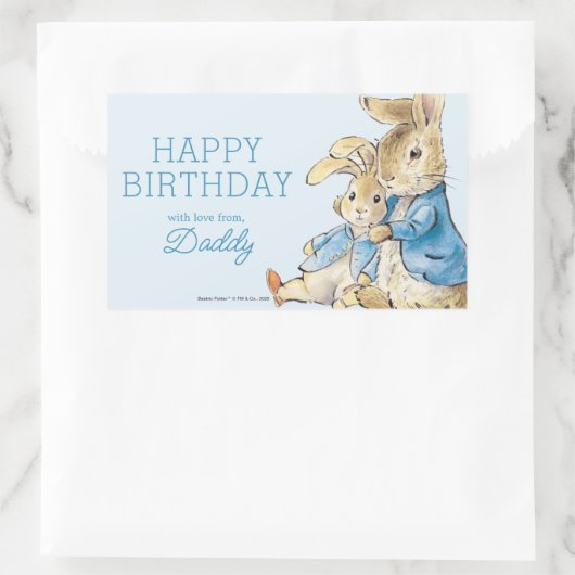 Sticker Rectangulaire Peter Rabbit | Joyeux anniversaire de (Sac)