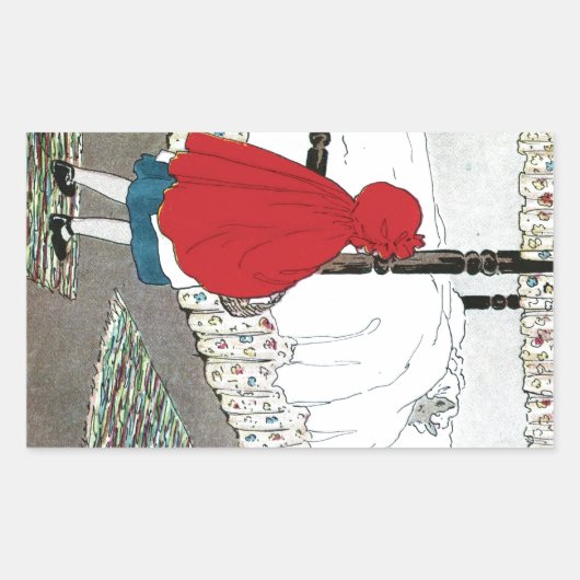 Sticker Rectangulaire Petit Chaperon Rouge : Quelles Grâces Oreilles Vou (Devant)