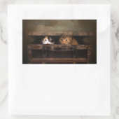 Sticker Rectangulaire Petit chaton mignon dans un vieux coque en bois (Sac)