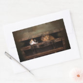 Sticker Rectangulaire Petit chaton mignon dans un vieux coque en bois (Enveloppe)
