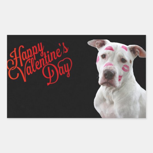 Sticker Rectangulaire Petit chien de Valentine (Devant)