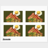 Sticker Rectangulaire Petit-déjeuner Oeufs de bacon paysager (Feuille)