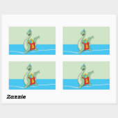 Sticker Rectangulaire Petit garçon, 5e anniversaire Dinosaur (Feuille)
