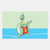 Sticker Rectangulaire Petit garçon, 5e anniversaire Dinosaur (Devant)