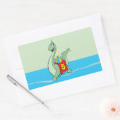 Sticker Rectangulaire Petit garçon, 5e anniversaire Dinosaur (Enveloppe)