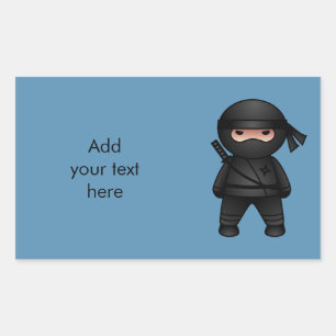 Sticker Rectangulaire Petit guerrier de Ninja en bleu