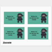 Sticker Rectangulaire Petit guerrier ninja sur fond vert (Feuille)