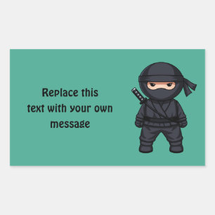 Sticker Rectangulaire Petit guerrier ninja sur fond vert