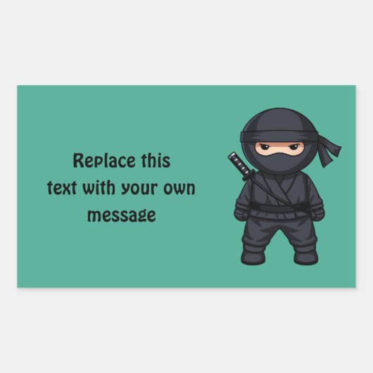 Sticker Rectangulaire Petit guerrier ninja sur fond vert (Devant)