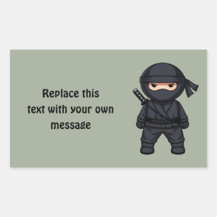 Sticker Rectangulaire Petit guerrier ninja sur fond vert sauge