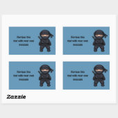 Sticker Rectangulaire Petit Ninja Warrior sur Bleu (Feuille)